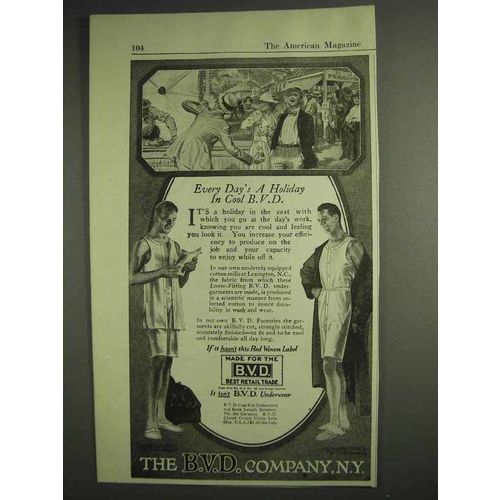 1917 B.V.D. Underwear Ad - Every Day's a Holiday