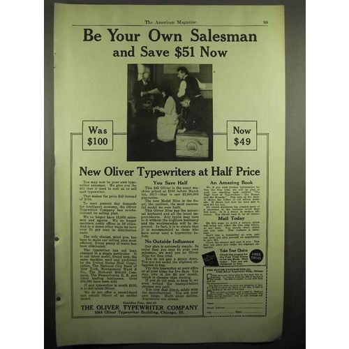 1918 Oliver Typewriter Ad - Be Your Own Salesman