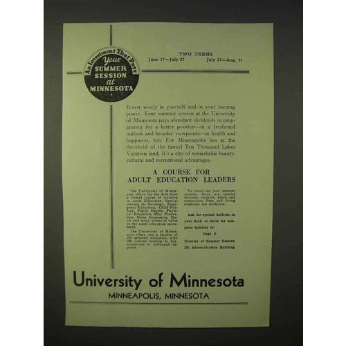 1935 University of Minnesota Ad - Adult Education