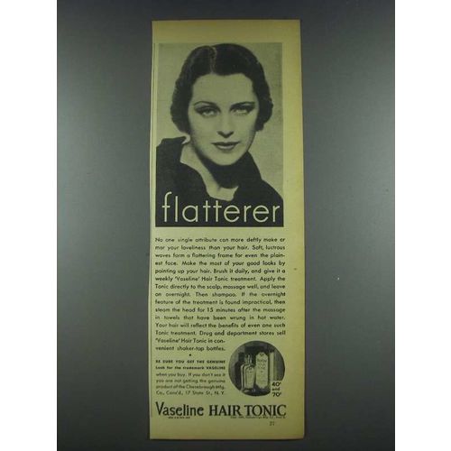 1935 Vaseline Hair Tonic Ad - Flatterer