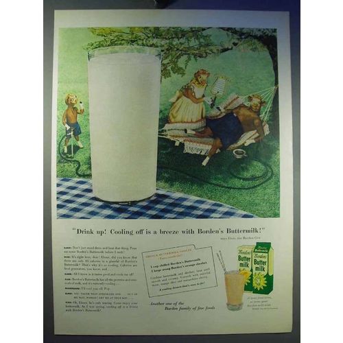 1956 Borden's Butter Milk Ad - Elsie - Orange Cooler