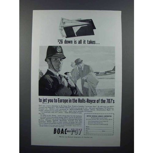 1960 BOAC Airways Ad - Europe in the Rolls-Royce 707