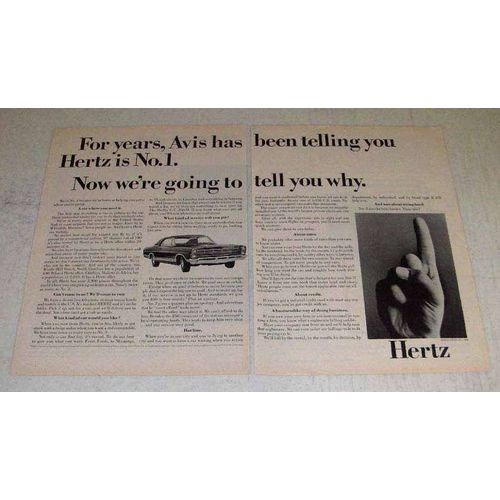 1966 Hertz Rent-a-car Ad - Avis Telling You Hertz No. 1