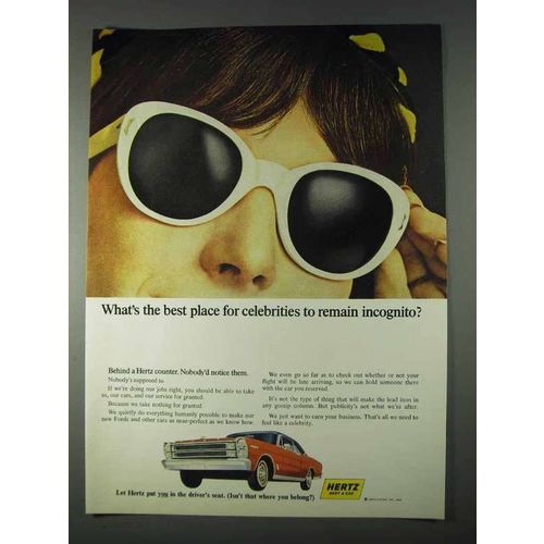 1966 Hertz Rent-a-Car Ad - Celebrities Remain Incognito