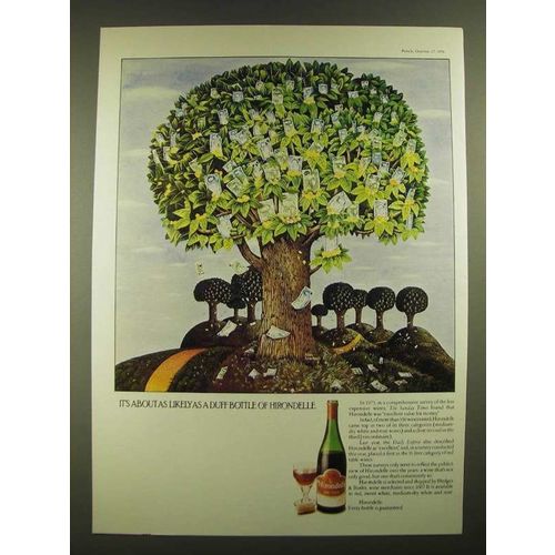 1976 Hirondelle Wine Ad - art by Alan Cracknell