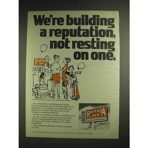 1978 Ramada Inn Motel Ad - We're Building a Reputation, Not Resting On One