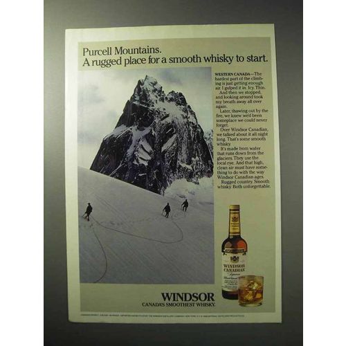 1986 Windsor Canadian Whisky Ad - Purcell Mountains