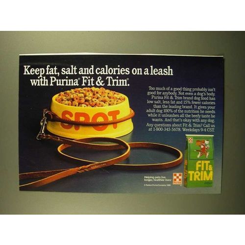 1988 Purina Fit & Trim Dog Food Ad - Keep on a Leash