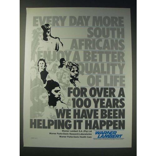 1989 Warner Lambert Ad - Every day more South Africans enjoy a better quality
