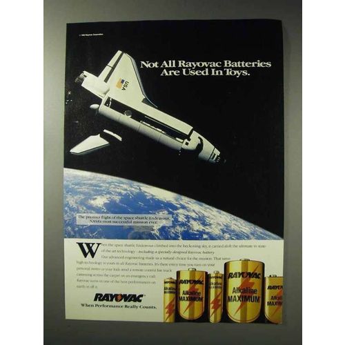 1992 Rayovac Batteries Ad - Space Shuttle Endeavour