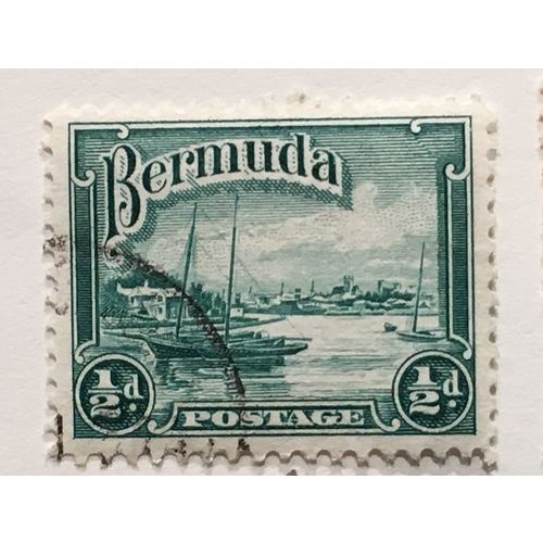 Bermuda KGV 1936 ½d Bright Green Used SG 98 Sc 105 Red Hole Paget postage stamp