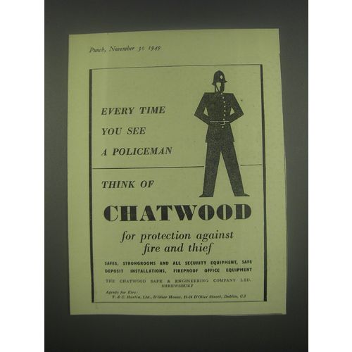 1949 Chatwood Safes Ad - Every time you see a policeman