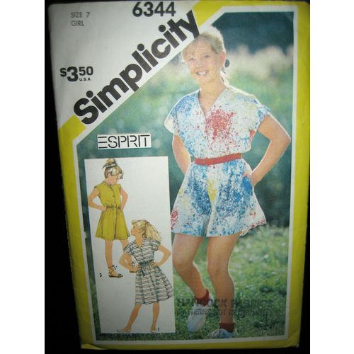 Vintage Simplicity #6344 Girls Dress & Culotte Dress in 2 Lengths Pattern-Size 7