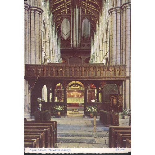 Vintage Valentine's PC - Hexham Abbey Organ Screen, Northumberland