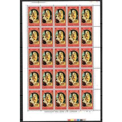 Cayman Islands 1969 Christmas ¼c Orange Red sheet 25 stamps SG253 UM