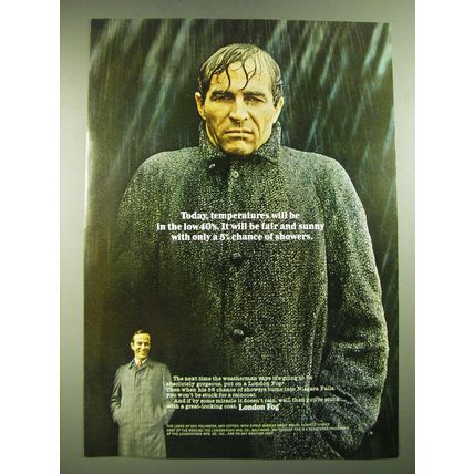 1968 London Fog Coat Ad - Today, temperatures will be in the low 40's.