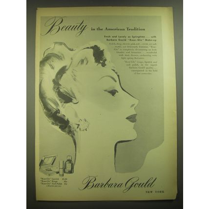 1945 Barbara Gould Rose-Glo Make-up Ad - Beauty in the American Tradition
