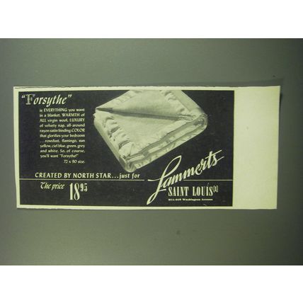 1949 Lammerts Saint Louis Forsythe Blanket Advertisement