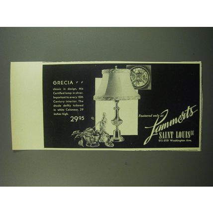 1949 Lammerts Saint Louis Grecia Lamp Advertisement