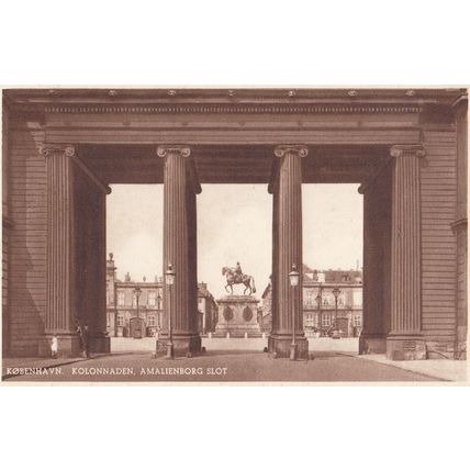 Amalienborg Slot Kolonnaden Kobenhavn Horse Statue Denmark Postcard