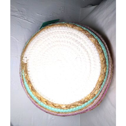 Pillowfort Water Hyacinth & Coiled Rope Stripe Collapsible Storage Basket Easter