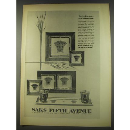1956 Saks Fifth Avenue Georges Briard Glass Guild Golden Harvest Advertisement