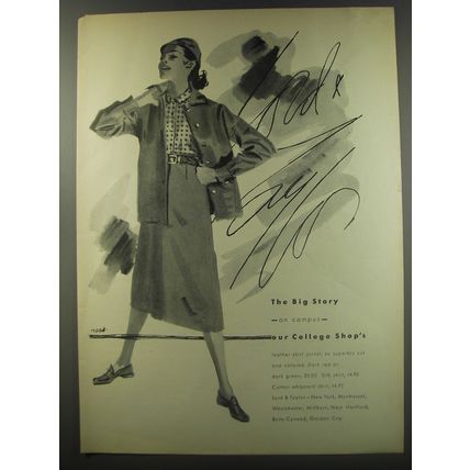 1956 Lord & Taylor Fashion Ad - The Big Story on campus our College Shop's