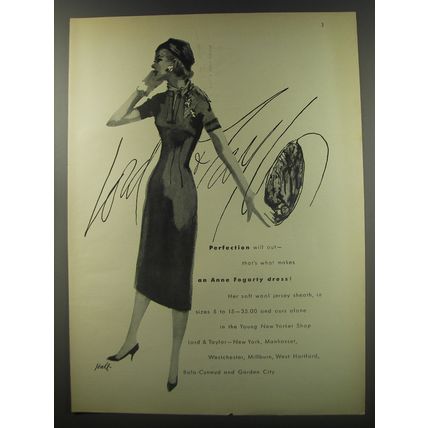 1956 Lord & Taylor Anne Fogarty Dress Ad - Perfection will out