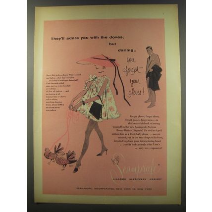 1956 Seamprufe Bonus Batiste Lingerie Ad - They'll adore you with the doves