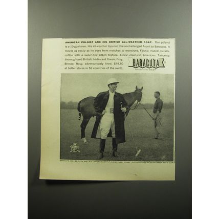 1957 Baracuta Ascot Topcoat Ad - American Poloist and his British Coat