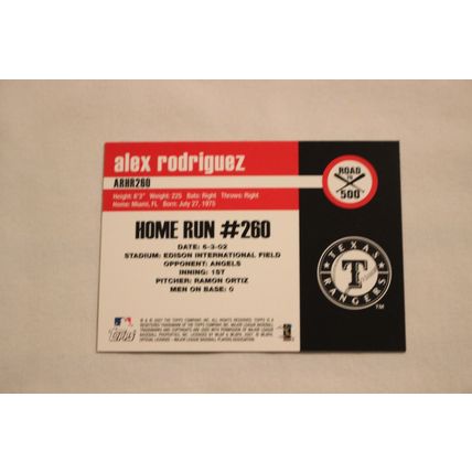 Alex Rodriguez 2007 Topps ROAD TO 500 ARHR260 Home Run #260
