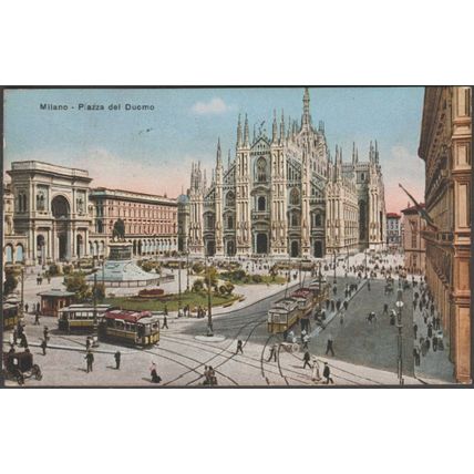 Piazza del Duomo, Milano, c.1918 - Capello Cartolina
