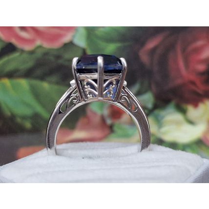 Minas Gerais Twilight Quartz Fancy Cut Ring Sz P½- Q Platinum Overlay 925 Silver