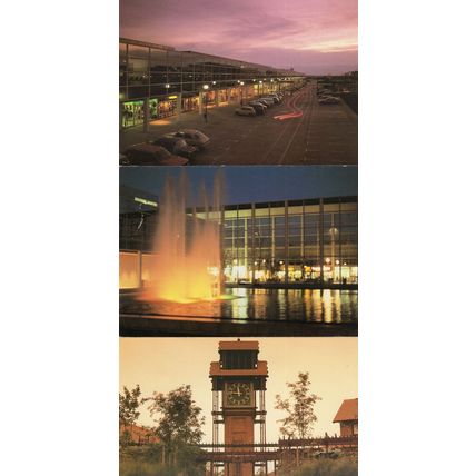 Central Milton Keynes At Dusk & Night 3x Postcard s