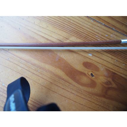 Violin Bow 3/4 Size, Genuine Pernambuco round stick, Ebony Frog, silver lapping
