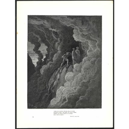 TERRACE OF WRATHFUL 1903 Gustave Doré - Dante Alighieri ANTIQUE ENGRAVING