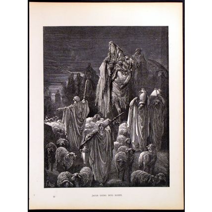 JACOB GOING INTO EGYPT 1885 Gustave Doré - John Milton ANTIQUE ENGRAVING