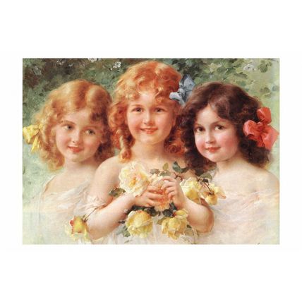 rp01601a - Children - 3 Young Girls with ribbon in their hair - print 6x4