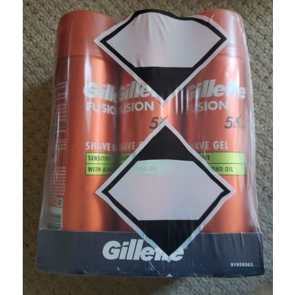 Gillette Fusion 5 Fusion5 Shave Shaving Gel with Almond Oil 200mL X 6 pack OFFER