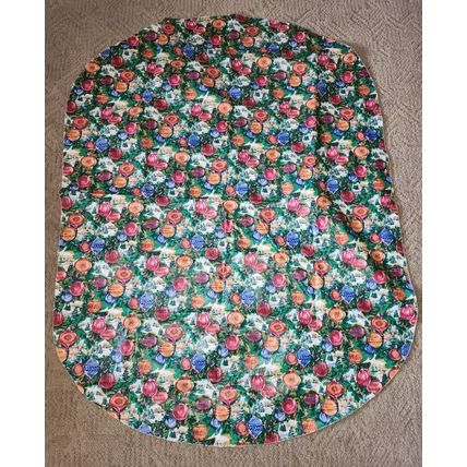 Oval Vinyl Front Felt Back Christmas Ornament Multi Colored Tablecloth