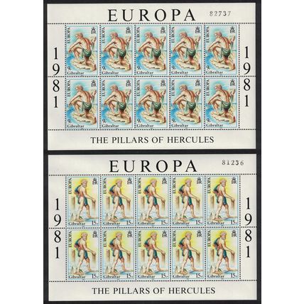 Gibraltar Europa 'The Pillars of Hercules' 2 Sheetlets 1981 MNH SG#444-445