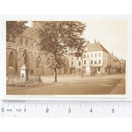 vintage postcard Lichfield, Dr Johnsons House & Boswells Statue