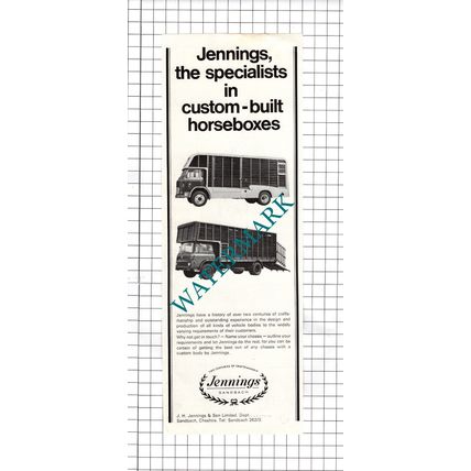 J H Jennings & Son Ltd Sandbach Cheshire - 1968 Advert
