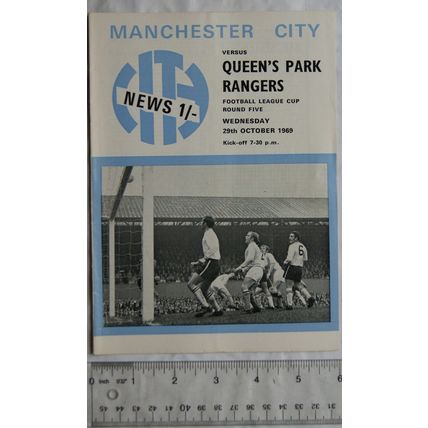 1969 programme Manchester City v. Queen's Park Rangers, League Cup Round 5