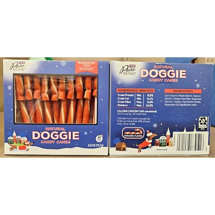 Pure Being Heart to Tail Natural Doggie Candy Canes Rawhide Free 2.6oz (2 Boxes)