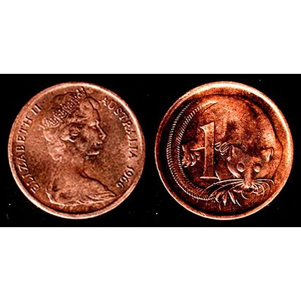 Australia One Cent 1966 Used Coin Possum Queen Elizabeth II 1c QE II mm