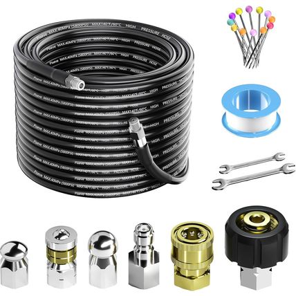 Sewer Jetter Kit 100FT for Pressure Washer 5800PSI Drain Cleaner Hose with 1/4 I
