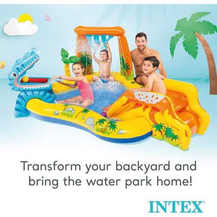 Intex Inflatable Dinosaur Play Center Outdoor Playhouse Inflatable Water Park wi