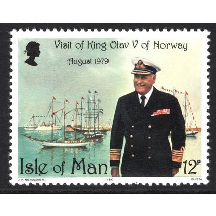 ISLE OF MAN 1980: VISIT OF KING OLAV V OF NORWAY - 12p MNH (G13)