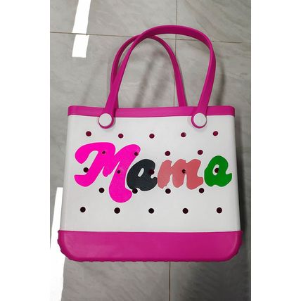 Rose Red mama Print Self-assembly Straps Hollowed EVA Beach Bag
